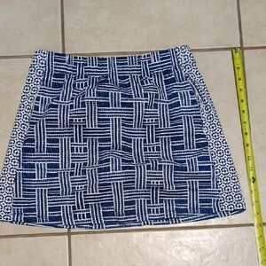 J. McLaughlin Navy and White Geometric Mini Skirt